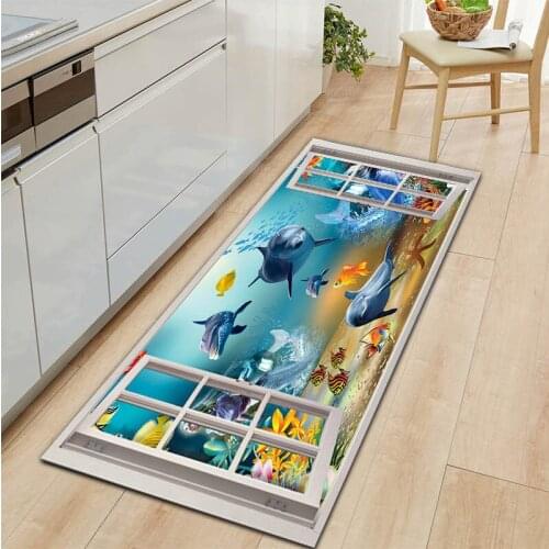 Ocean World Whale Series 3D Printing Entrance Doormat Home Kitchen Rug Living Room Decorative Flannel Carpets Bath Non-Slip Mat