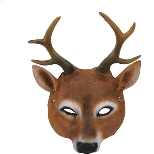 Halloween Party Latex Deer Head Mask Christmas Reindeer 3D Animal Realistic Half Face Mask Halloween Anime Cosplay