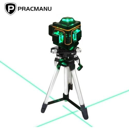 PRACMANU Laser Level 16 Lines 4D Level Self-Leveling 360 Horizontal & Vertical Cross Super Powerful Green Line Laser Level
