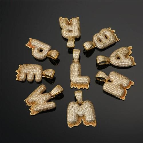 Mafisar Hip Hop Lava Gold Color Letter Necklace For Men Women Luxury CZ Big Size Rope Chain Initial Necklaces Male Party Jewelry