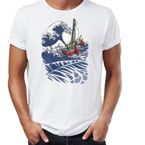 Mens T Shirt The Windwaker and The Great Wave Off Kanagawa Zelda Link Awesome Illustration Artwork Printed Tee