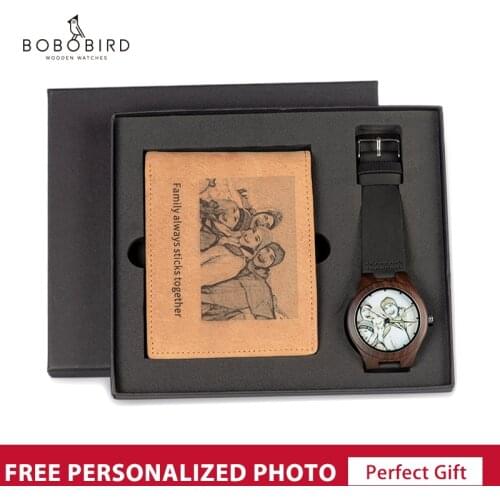 Personalized Photo Watch and Wallet Combo Set Men Wood Watch Birthday Christmas Gifts for Him Fathers Day Gift