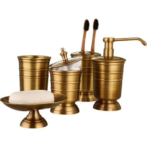 Bath Hardware Sets Antique Brass Soap Dispenser Soap Dish Toothbrush Holder Storage Tank Gargle Cup Bathroom Accessories Sets