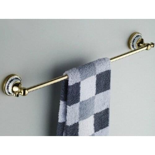 Wall Mounted Polished Gold Color Brass Bathroom Single Towel Bar Towel Rail Holder Bathroom Accessory mba254
