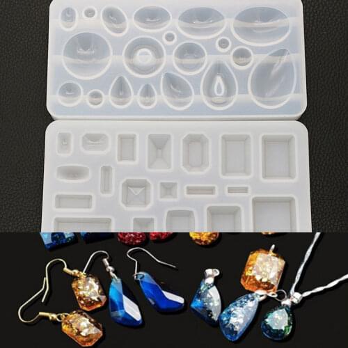 NOT AS LONG diy crystal epoxy mold square round pendant mirror resin mold plaster making necklace creative handmade jewelry gift