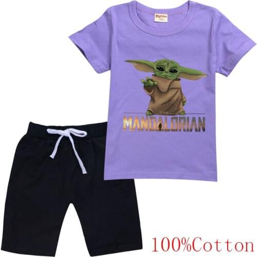 New Casual Summer Wear Cartoon Me Contro Te T-shirt Tops + Shorts Pajamas Set Boy Girl Christmas Clothes Cartoon Baby Yodaa Vest