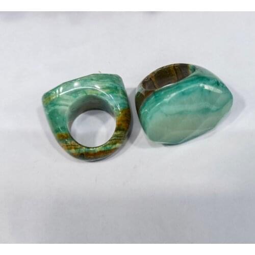 Wholesale 2pcs/pack Faceted Large Gem stone Ring,Serpentine Jades Ring