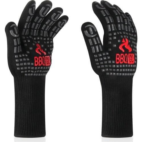 Inkbird BBQ Grill Gloves Heat Resistant Aramid Fabric 1472℉ Silicone Non-Slip Cooking Baking Barbecue Oven Breathable Gloves