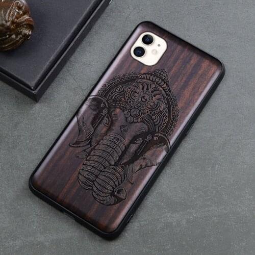 Shockproof Real Wood Case For iPhone 12 12 Pro Max Case Luxury TPU Frame Black Wooden Cover For iPhone 11 12 Xs Max Xr Xs Coques