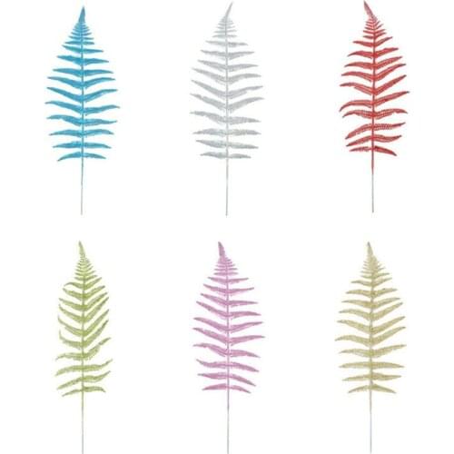 Christmas Tree Decoration Flower Grass Leaf Hollow Flash Grass Fake Flower Home Party Happy New Year Decoration Gold Silver 43cm