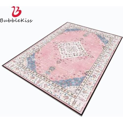 Bubble Kiss Pink Rug for Living Room Ethnic Style Princess Room Decor Customized Carpet Bedroom Non-slip Door Mats Soft Area Rug