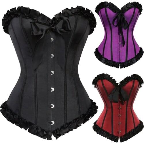 Halloween Sexy Womens Boned Lace up Corset Bustiers Lingerie Tops Corsets Shaper Vintage Burlesque Party Costumes