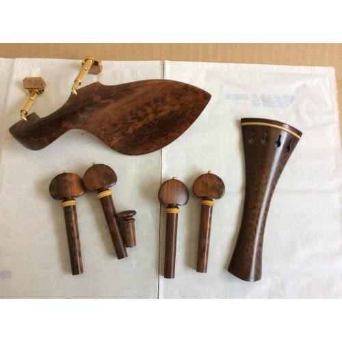 Violin parts Selected snakewood 4/4 violin fittings chinrest with gold bracket