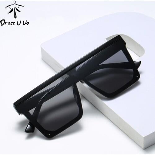 DRESSUUP Sunglasses Oversize Goggles Mens Square Sun Glasses Women Fashion Brand Rivet Black Eyewear Gafas De sol UV400