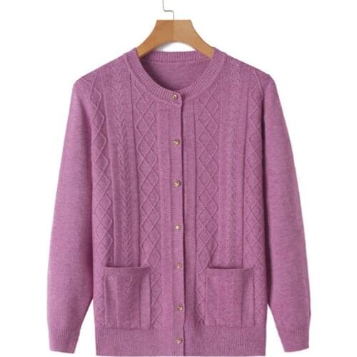 Middle-aged and Elderly Womens Sweaters Cardigan 2021 Spring Autumn Thin Sweater Female Casual Plus Size Knitted Sweater Tops