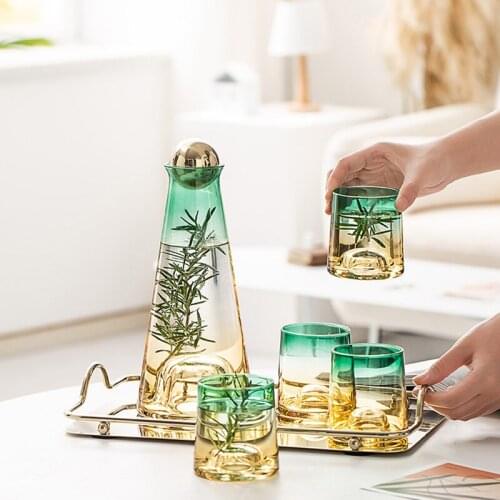 Nordic Style Glass Water Bottle Juice Pitcher Cup Gradient Glass Cold Water Jugs Kettle Tea Cups Home Water Jug Home Drinkware