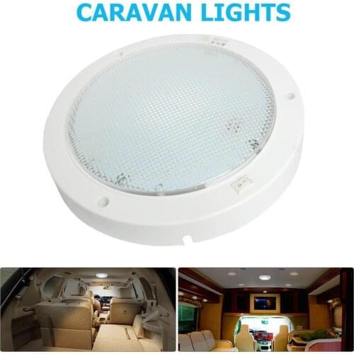 9W 12V LED Car Round Ceiling Dome Roof Light Interior Light Lamp On Off Switch for Camper Van Caravan Motorhome Boat RV