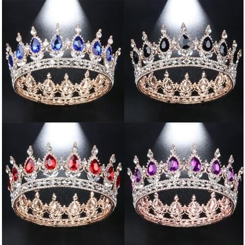 Royal Queen King Crown Crystal Wedding Crown Bridal Tiaras and Crowns Pageant Headband Headdress Bride Hair Jewelry