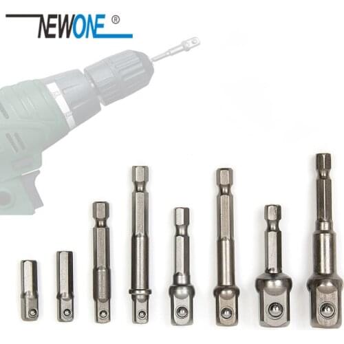 3pcs/8pcs Hexagonal Shank Square Head Socket Extension Bar Connecting rod sleeve Set Hex 1/4",3/8",1/2" Driver Drill Bit Adapter