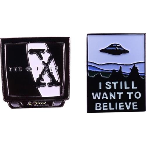 X Files Enamel Pin I Still Want To Believe UFO Badge