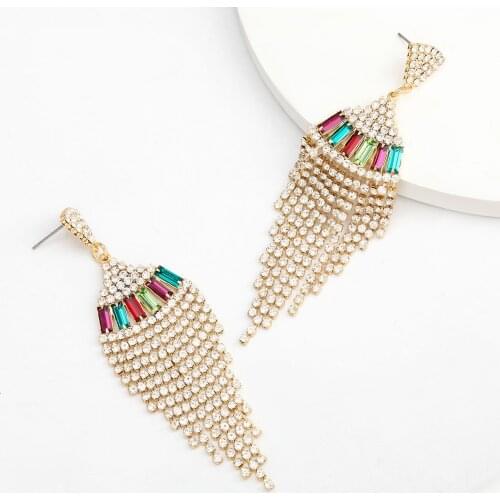 Pauli manfi Fashion simple rhinestone claw chain tassel dangle earrings womens personality campus party accessories