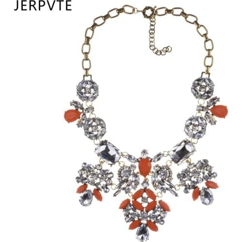 JERPVTE Vintage Ethnic Geometric Crystal Water Drop Statement Pendant Necklace for Women Maxi False Collar Wedding Necklace Gift
