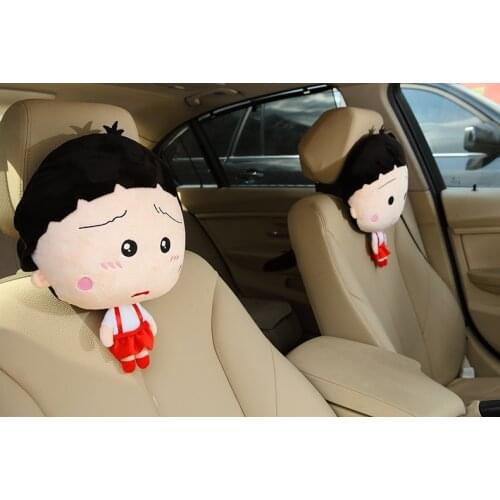 Cute 1pc 38cm cartoon soft Sakura momoko Chibi Maruko chan plush car headrest Vehicle rest neck pillow stuffed toy gift