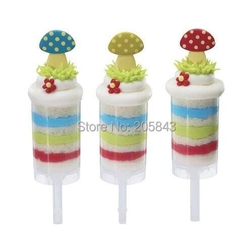 20 pcs/lot Round Heart Shape Chocolate Cake Push Pops making treat pops Cupcake Liners Muffin Plastic Cake Push Pop Containers