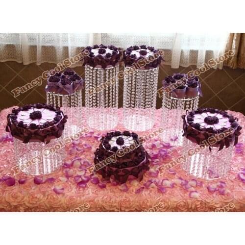 6pcs/set Wdding Crystal Cake Stand Christmas Birthday Party circular acrylic cake tower the festival cake display shelf 06D1