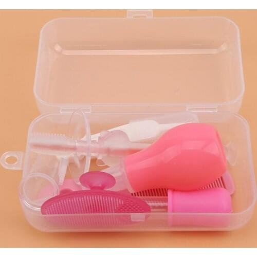 7Pcs/set Baby Infant Vacuum Sucker Nose Mucus Snot Cleaner Pump+Dropper Medicine Feeder Safety Baby Care Set