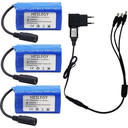 7.4V 12000Mah Lipo Battery with Charger cable For T188 T888 2011-5 V007 C18 H18 Remote Control RC Fishing Bait Boats accessories