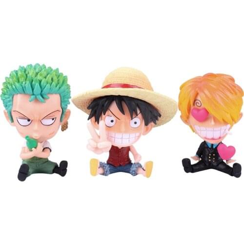 One Piece Anime Kawaii Zoro Luffy Sanji Q Sitting Ver Robin Nami Brook Chopper Childhood Pvc Action Figures Ace Model Toy Gift