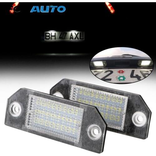 No Error DC12V 24 LED White Light 2PCS Number Plate Lamp For Ford Focus C-MAX MK2 03-08 6W Car License Plate Lights