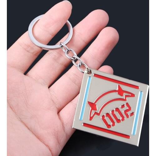 Anime DARLING in the FRANXX ZERO TWO Keychain Driver 002 Red Devil Horn Badge Pendant Keyring Props Cosplay Jewelry