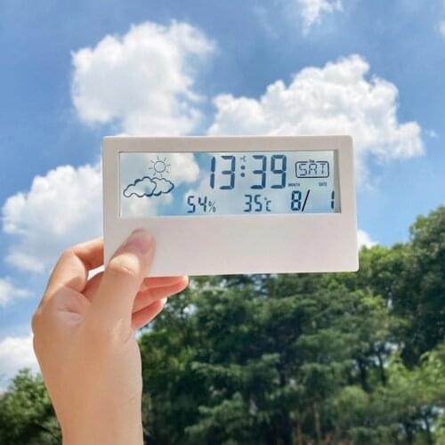 LCD Clock Temperature And Humidity Meter Date Alarm Clock Electronic Digital Display Desktop Clock for Home Bedroom Table Clock