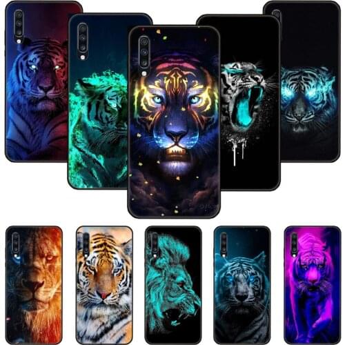 Phone Case For Samsung Galaxy A 50 51 71 70 7 5 10 20 30 40 41 21 S E Black Cover Hoesjes Silicone Funda Soft Animal Tiger Lion
