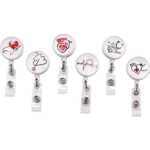 1Pcs Resilience Steel Wire Rope Nurse Doctor Pull Rope School Office Supplies Key Ring Chain Anti Lost ID Card Badge Holder