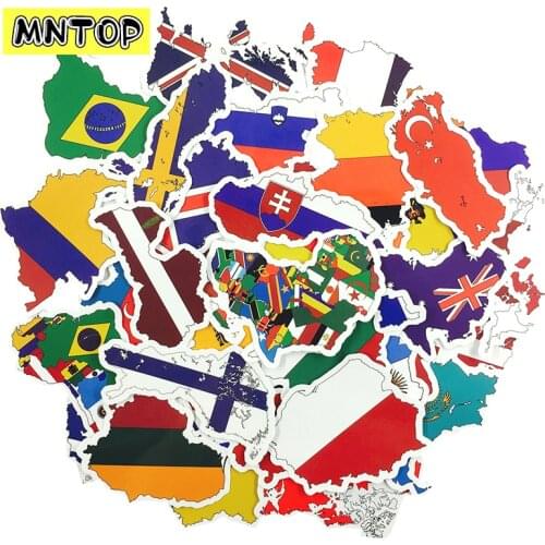 10/30/50Pcs/set Travel Country Flag Map Waterproof Stickers For TOY Motorcycle Bicycle Luggage Skateboard Laptop Scrapbook