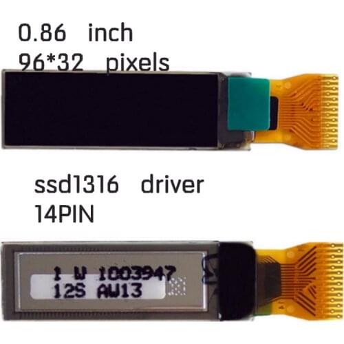 1PCS 0.86 inch white 96x32 96*32 OLED display screen IIC I2C port 14pin Interface ssd1316 driver