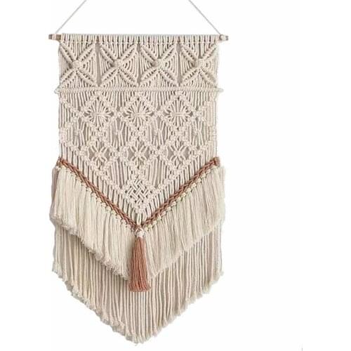Macrame Tapestry Boho Handmade Woven Hanging Tapestry Wall Art Cotton Ornament With Tassels Room Bedroom Wall Decor 80*45 Cm