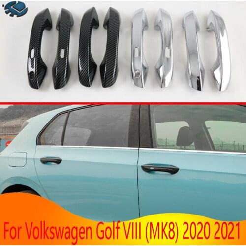 For Volkswagen Golf VIII (MK8) 2020 2021 ABS Chrome Door Handle Cover With Smart Key Hole Catch Cap Trim Molding