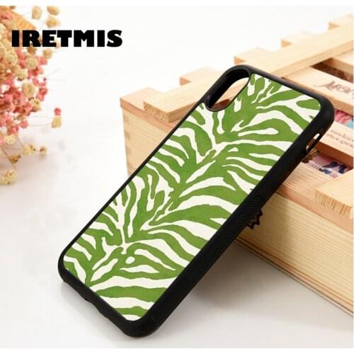 Iretmis 5 5S SE 6 6S TPU Silicone Rubber Phone Case Cover for iPhone 7 8 Plus X Xs 11 12 MINI Pro Max XR Green Zebra