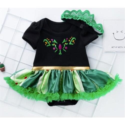 Frozen Elsa Princess Newborn Baby Rompers Dress With Headband Disney Girls Clothes Bebe Infant Jumpsuits Kids Christmas Outfits