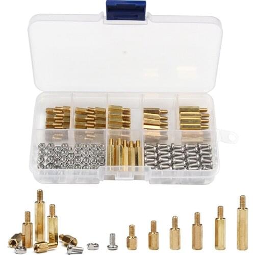 180Pcs/box M3 Hex Nut Spacing Screw Brass Threaded Pillar For PCB Motherboard Standoff Spacer Fastener Tool Kit
