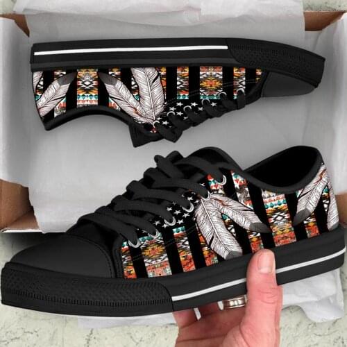 ELVISWORDS Indian Tribe Fashion Women Sneakers Shoes Woman Flats Autumn Lace Up Female Low Style Canvas Waking Footwear Shoes