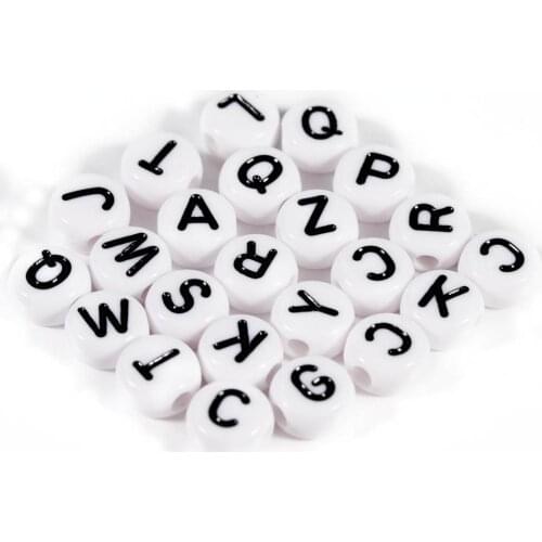 XINYAO 100Pcs Dia 7mm Acrylic Round Beads White Black Letters Fashion Beads For DIY Craft &Jewelry Making Jewelry Supplies