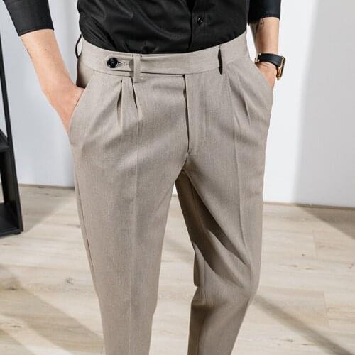 Mens tight business clothes, solid color street clothes, formal office casual clothes, social clothes, pants, summer clothing