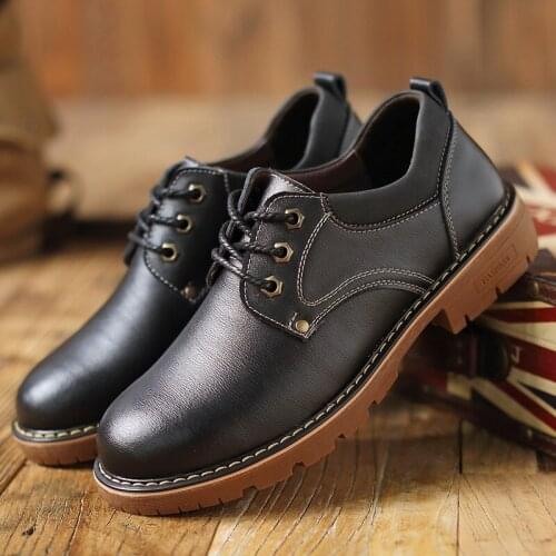 Platform Shoes Men Boots Genuine Leather Lace Up Winter Snow Boots for Men Platform Boots British Style Botas Hombre Vintage