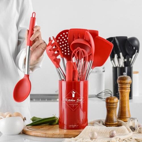 SHXING Kitchen Utensils Set 14-piece Set Silicone Baking Spatula with Storage Bucket Tool Kitchen Accessories Cooking