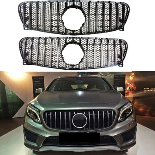 Front Bumper Racing Grill Billet Grille Cover For Mercedes-Benz X156 GLA-Class 2014-2016 GT Net